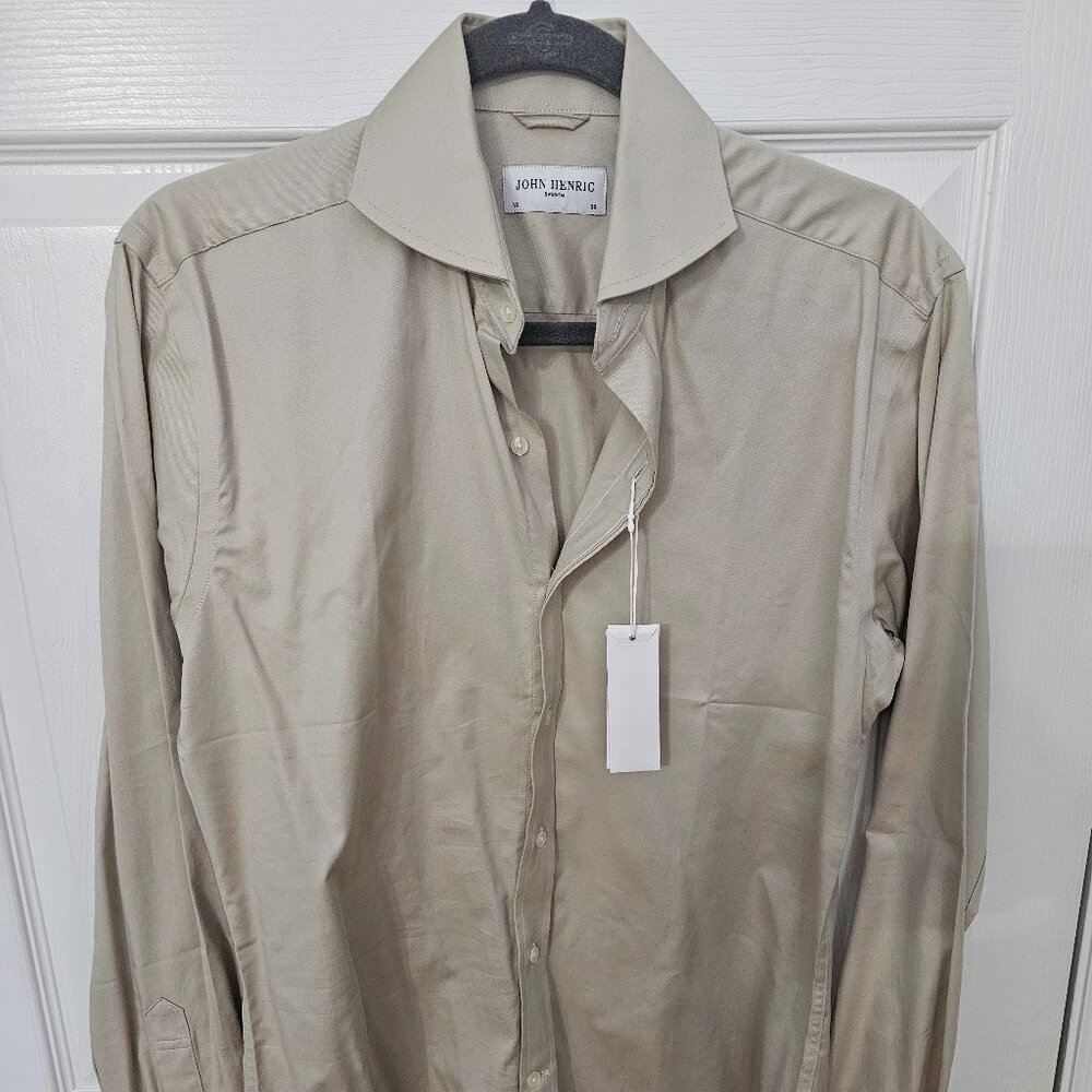 JOHN HENRIC Twill Shirt 15 - 38 Beige Shirts Office Work